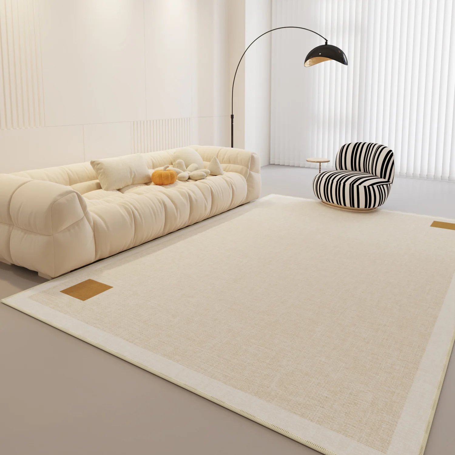 

Simple Cream Rugs for Bedroom Thick Cloakroom Non-slip Mat Modern Style Living Room Decoration Plaid Carpet Home Washable Rug