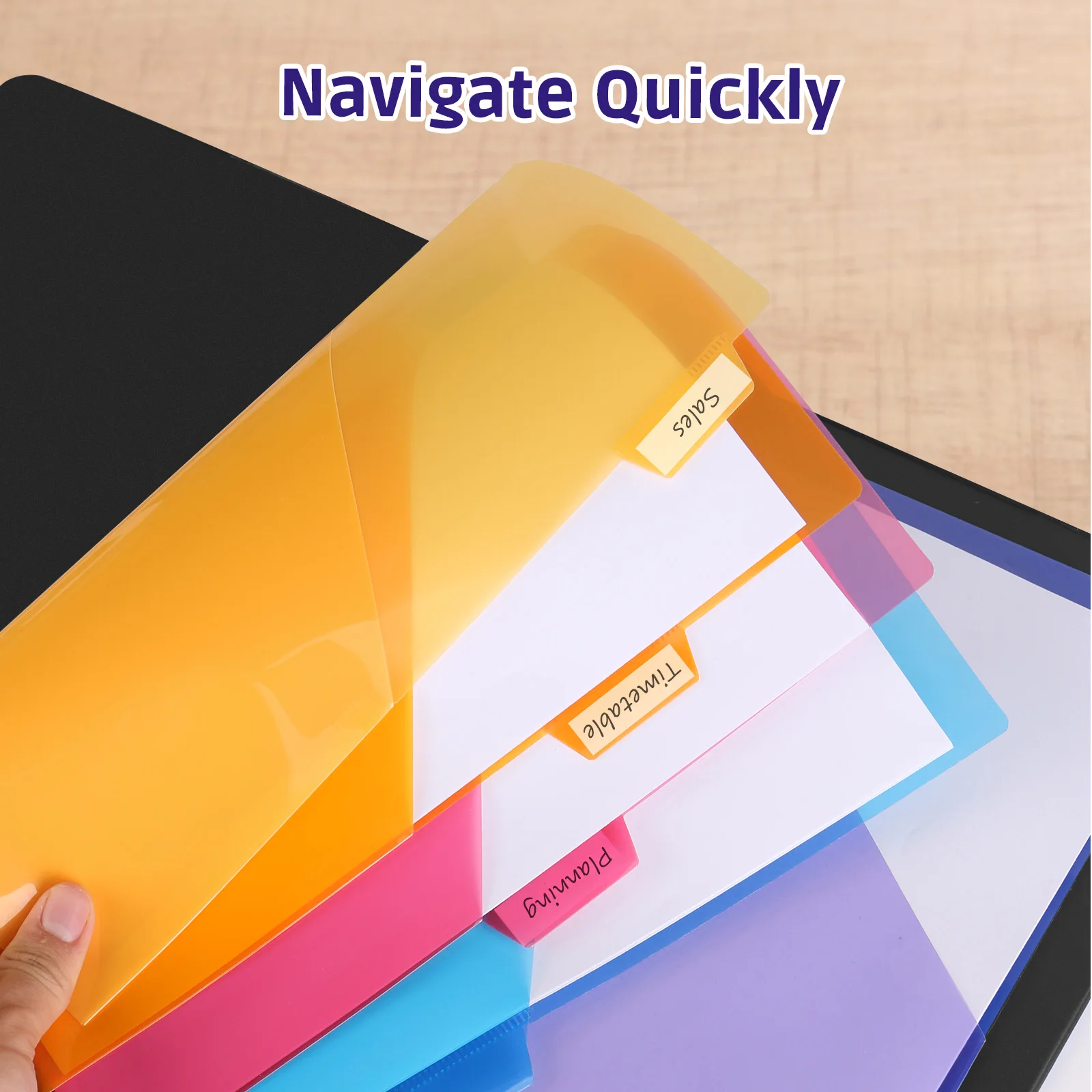 Set da 10 divisori per raccoglitori A4 in 5 colori con tasche e linguette - immagine 5