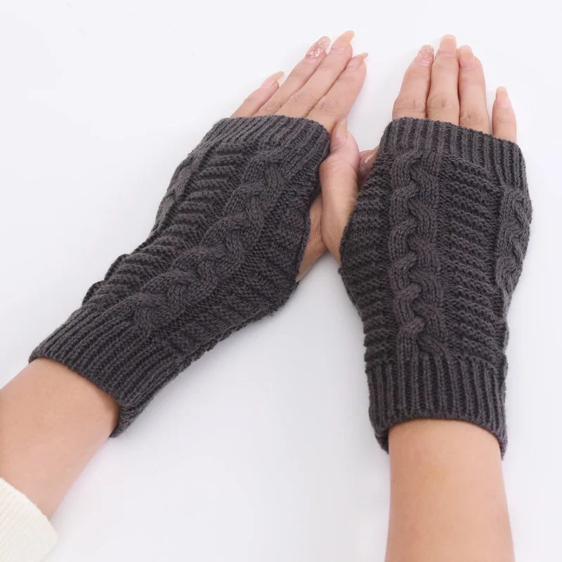 

1pair Half Finger Gloves For Women Winter Soft Warm Wool Knitting Arm Gloves Soft Warm Mittens Handschoenen Unisex Guantes Mujer