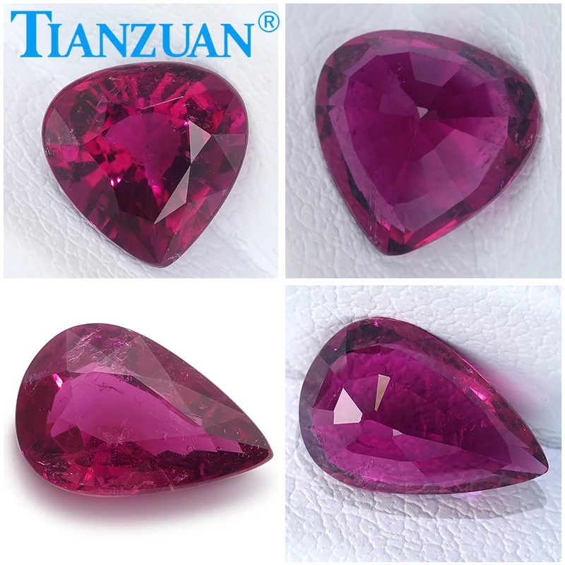 

Natural Rubellite Tourmaline Intense Red Color Pear Shape Brilliant Cut Loose Gem Stone with GRC Certified