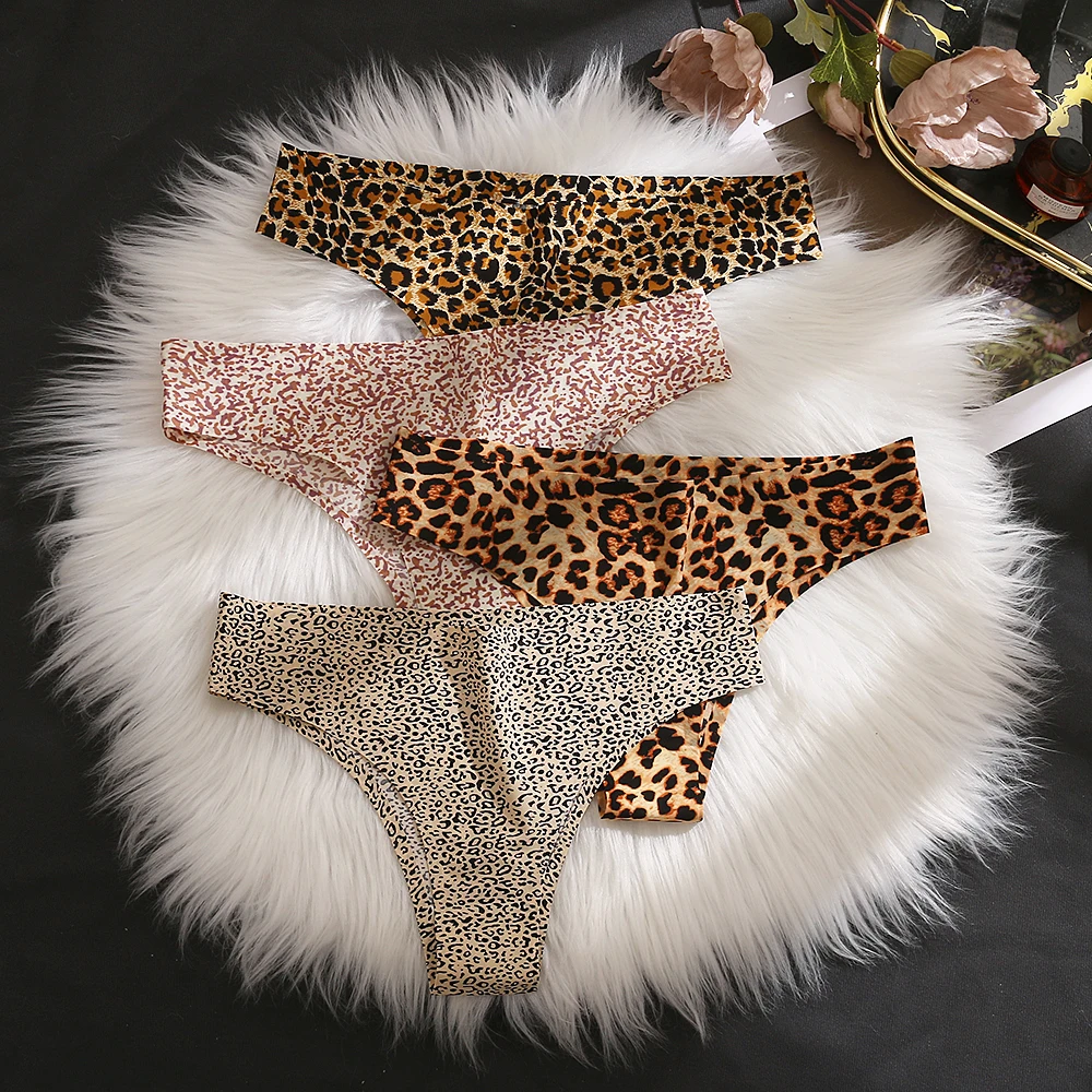 Leopard Women's Brazilian Panties Sexy Female Underwear Ice Silk Thong for Women Ladies Soft Skin-Friendly Bikini Comfy 2023 New - Image 4