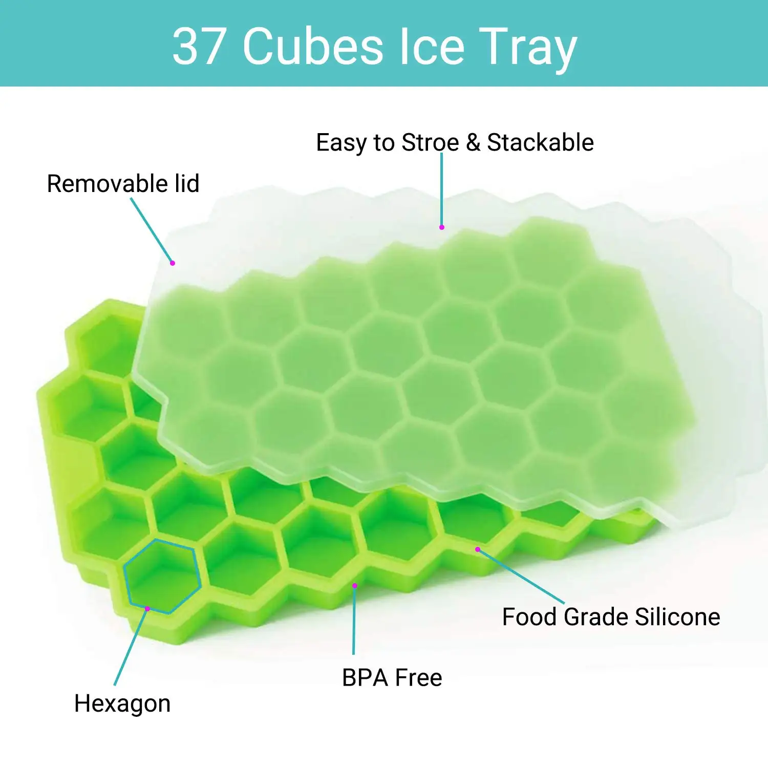 Silicone Ice Cube Trays 37 Honeycomb