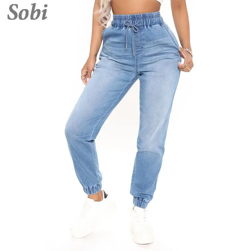 

New Elastic High Waist Jeans for Women High Waist Skinny Casual Denim Pants Ladies Skinny Lace-Up Long Jean Trousers Streetwear