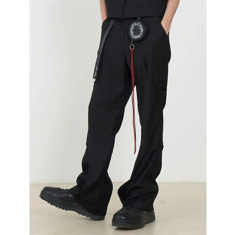 

Осенние модные повседневные брюки для мужчин и женщин, свободные прямые Костюмные брюки, драпированные брюки для мужчин, черные спортивные брюки