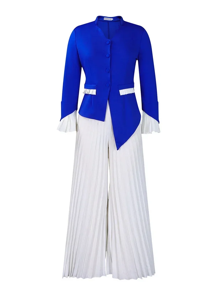 Wmstar Pant Sets Women Long Sleeve 2 Piece Sets Woman Outfit Office Lady Pleaped Matching Spring Clothes Wholesale Dropshpping