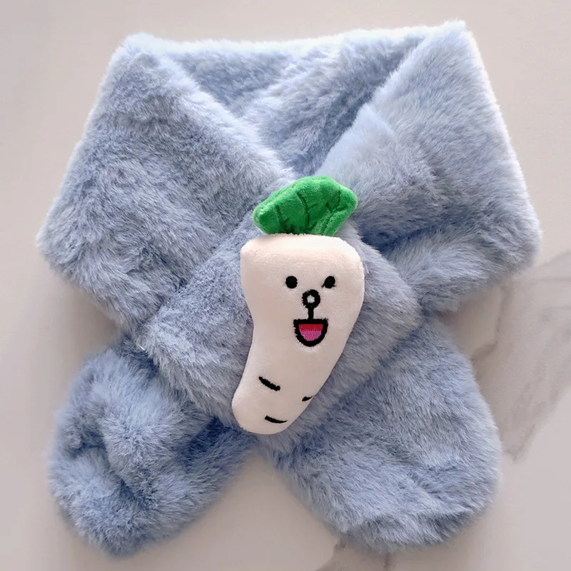 Autumn Winter Soft Plush Children Scarf Cute Cartoon Vegetables Girl Baby Thick Warm Scarf Outdoor Kids Neckerchief Baby Accesso