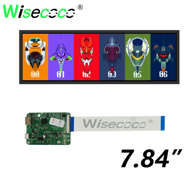 Wisecoco Display Lcd Esticado Bar Monitor Raspberry pi Painel de Faixa Longa Mipi Driver Board Aida64 Laptop Monitor 7.84 1280×400