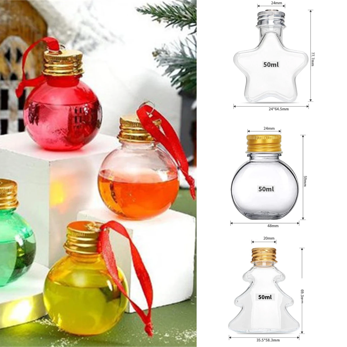 Christmas Decoration Ball Plastic Bottle Xmas Tree Hanging Pendant Home Outdoor Festival Decor Ornaments