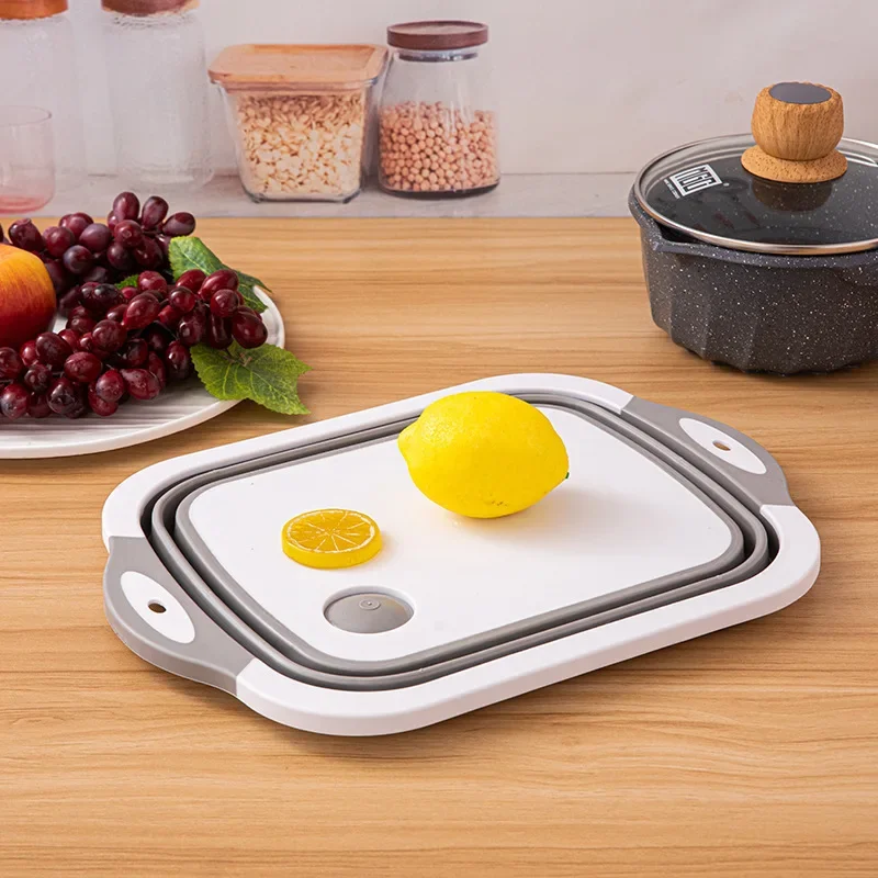 Household Kitchen Folding Wash Portable Sink Foot Bucket Cutting Board Plastic Foldable Basin Travel Outdoor Camping Tools