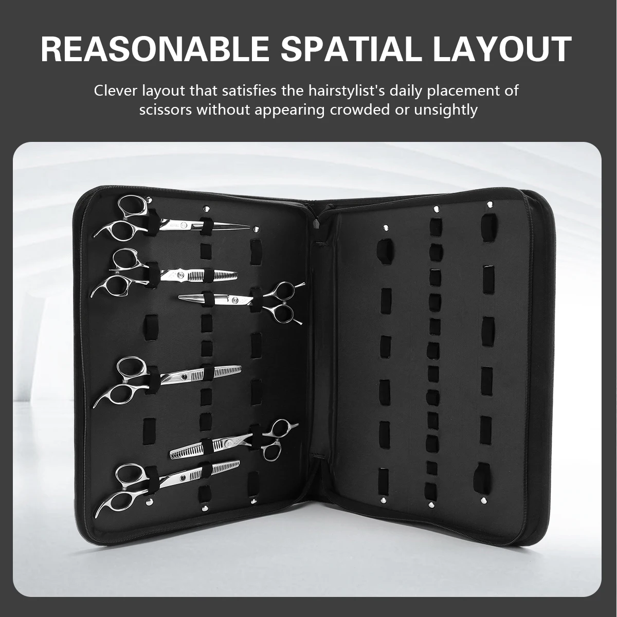Zipper Style Scissor Bag PU Leather Salon Storage Case for Hairdressing Tools Professional 24-Slot Barber Scissors Organizer