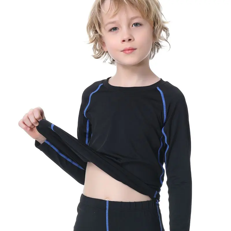 Kids Boys Sports Compression T-shirt Long Sleeved Velvet Sportswear 9 S9f4e805f7d174e2dabd630d374f24802s