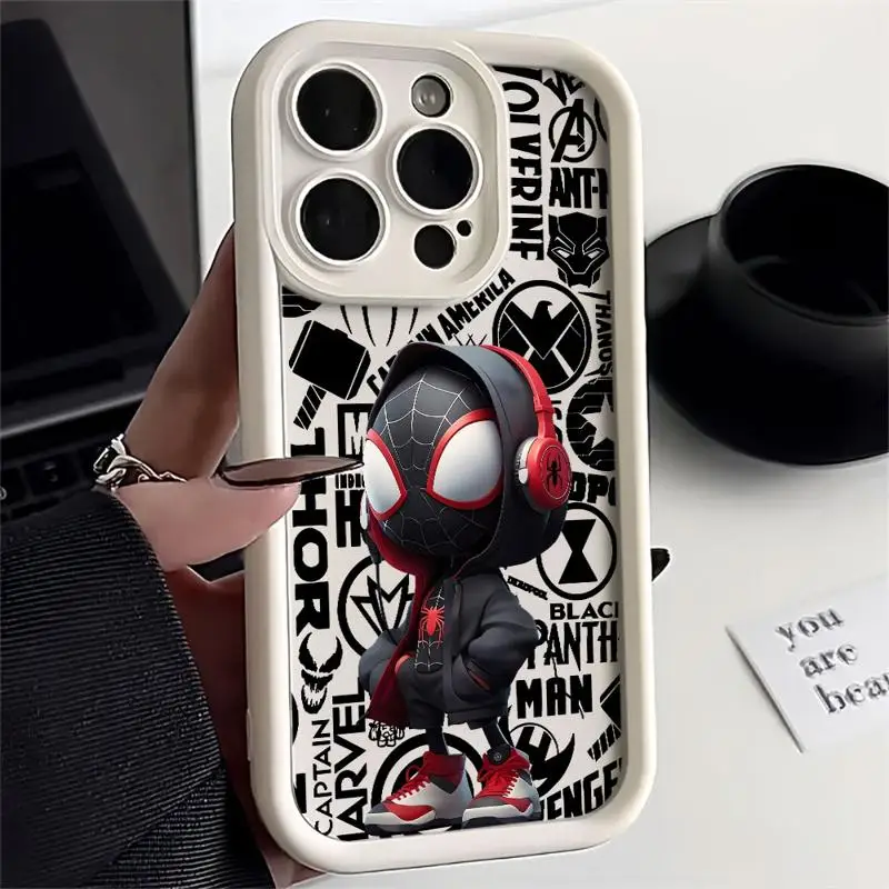 thumbnail image 1 of Marvel-Funda de silicona líquida para teléfono móvil, carcasa suave de Deadpool, Spiderman Boy, para Apple iPhone 11, 12, 13, 14, 15 Pro Max, 16 Plus, 1 of 5