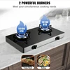 BENTISM Gas Cooktop Tempered Glass Countertop Cooktop 28" Max 10100BTU 2 Burners 3