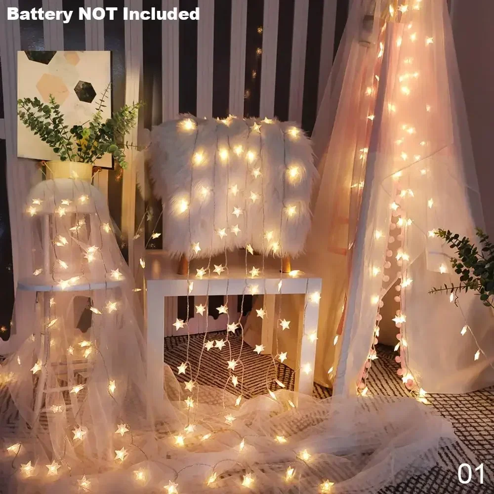 LED Star String Lights, Battery & USB Powered, 1.5m/3m – Perfect for Christmas, Weddings, Parties, and Home Decor