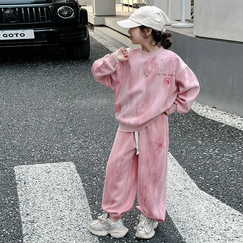 

2 шт./комплект, детский хлопковый спортивный костюм для девочек