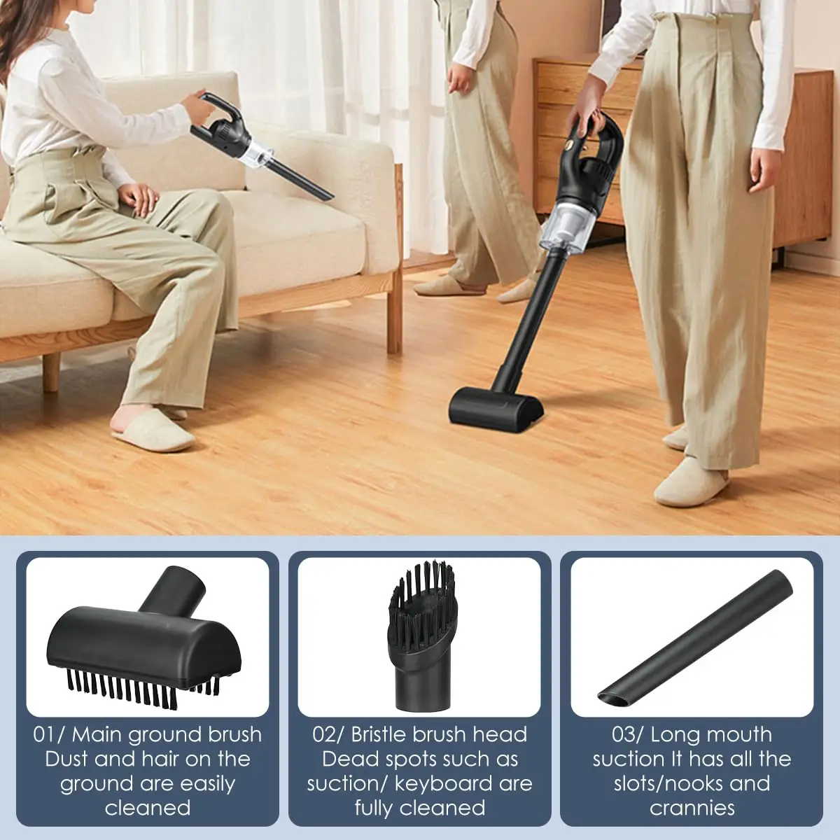 Car Vacuum Cleaner Cordless 120W Rechargeable 10KPA Handheld Vacuum Cleaner Lightweight Hand Duster for Car/Pet/Keyboard