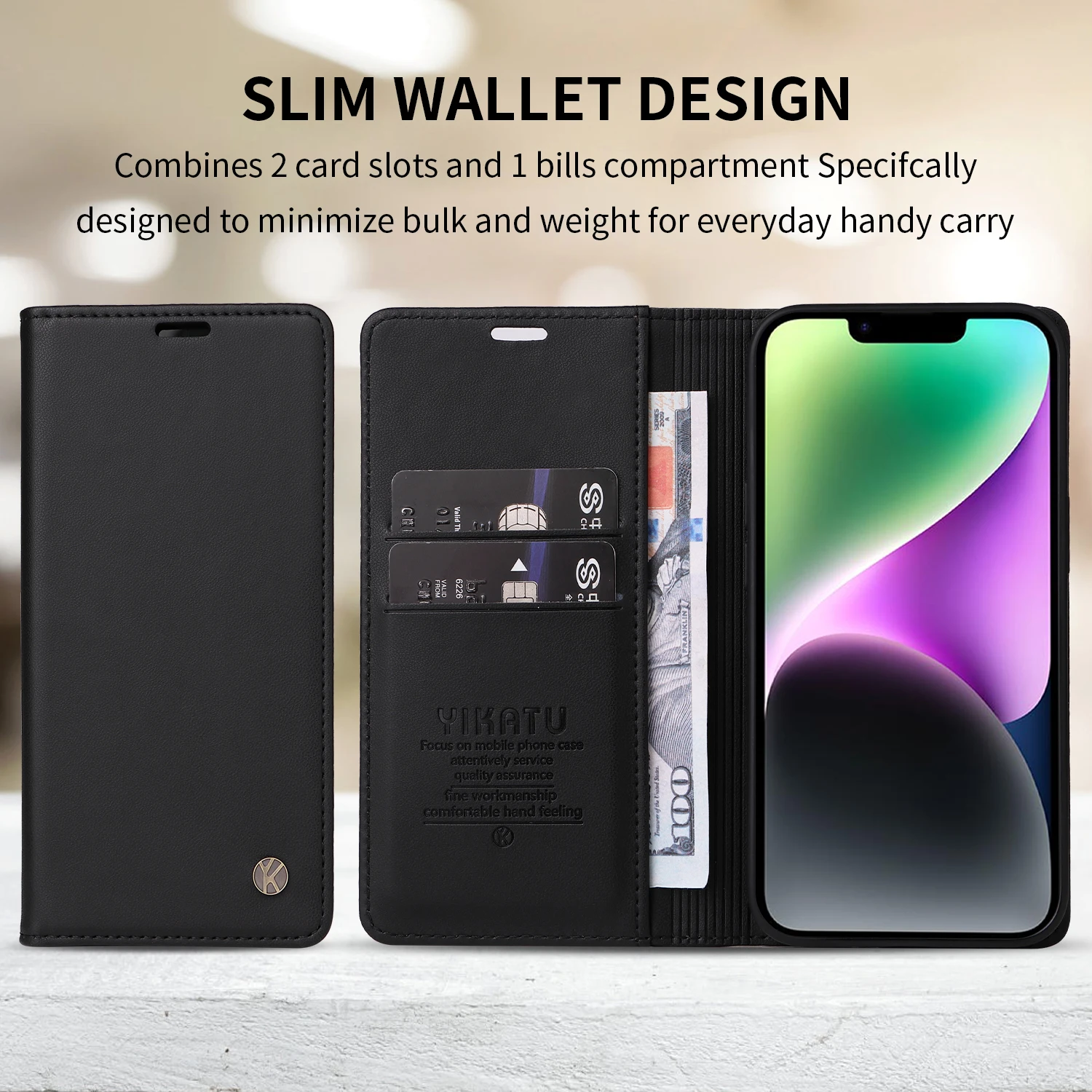 Elegant Leather Wallet Case with Magnetic Flip, Card Slots, and RFID Blocking Protection