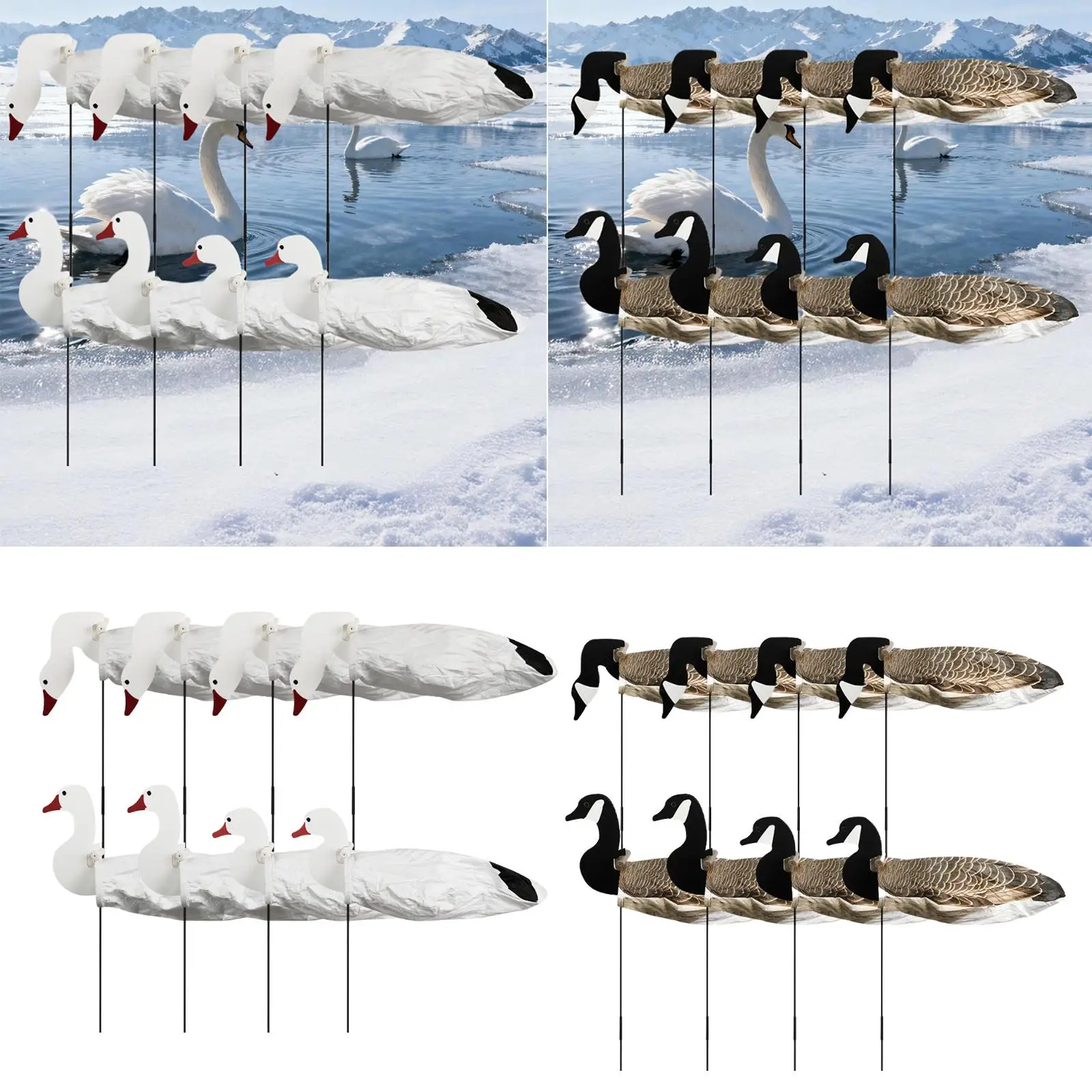 Leurres silhouette oie avec piquets légers résistants aux intempéries - Attraction oiseaux chasse