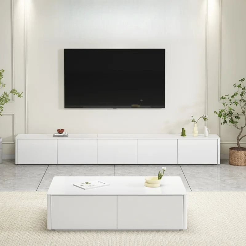 

Modern Small Apartment living room Household Minimalist Floor Combination Tea Table Solid Wood TV Cabinet Storage Furniture