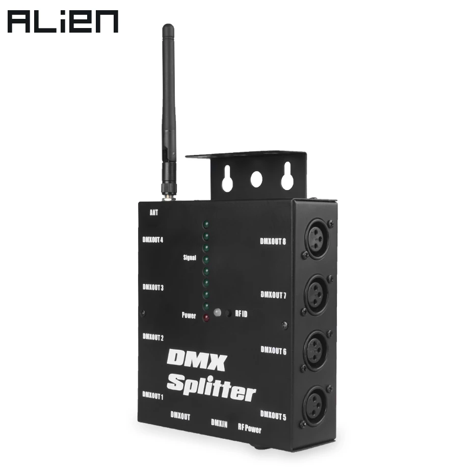Alien 8 Way Wireless Dmx 512 3-Spille Isolato Splitter Amplificatore Con Wireless Dmx Ricetrasmettitore Ricevitore Per Dj Della Discoteca Luci Del Pal