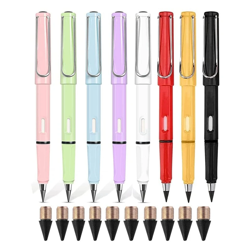8PCS Inkless Pencils Eternal With Replaceable Head Portable Everlasting