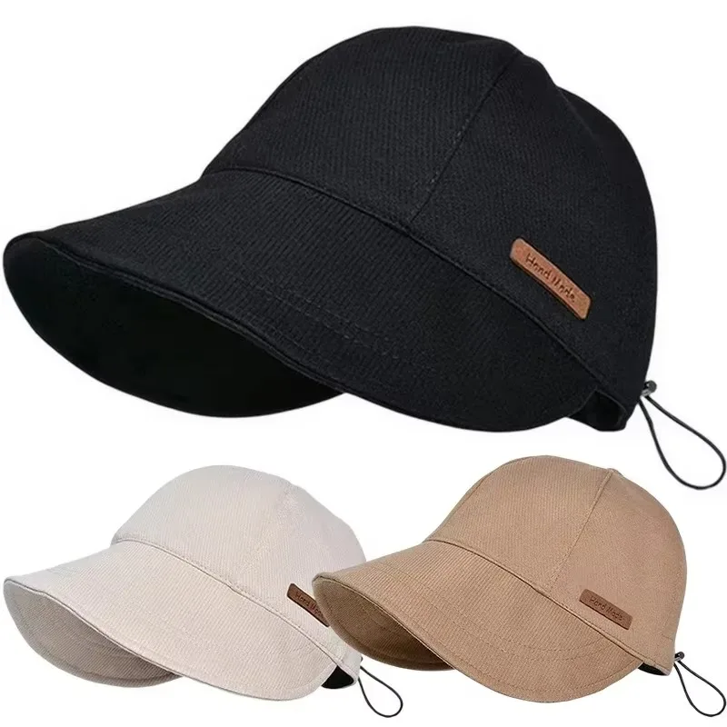 Women's Foldable Sunhat Summer Outdoor Beach Fisherman Hat Sunscreen UV Protection Adjustable Cotton Wide Brim Bucket Cap foldable sunhat