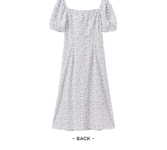 Vestido de gasa con abertura para mujer, romántico, nuevo, de verano, con cuello cuadrado Mori, vestido de té fragmentado.