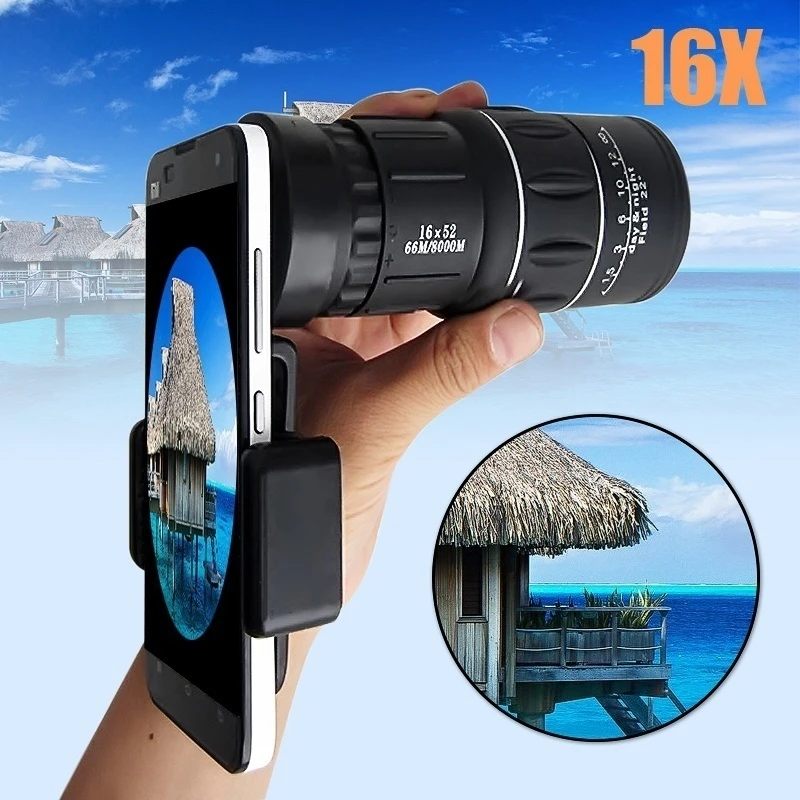 16X Telescope Zoom Lens Monocular With Tripod Mobile Phone Camera Lens For IPhone Samsung Smartphones for Camping Hunting Sports zoom lens for mobile phone