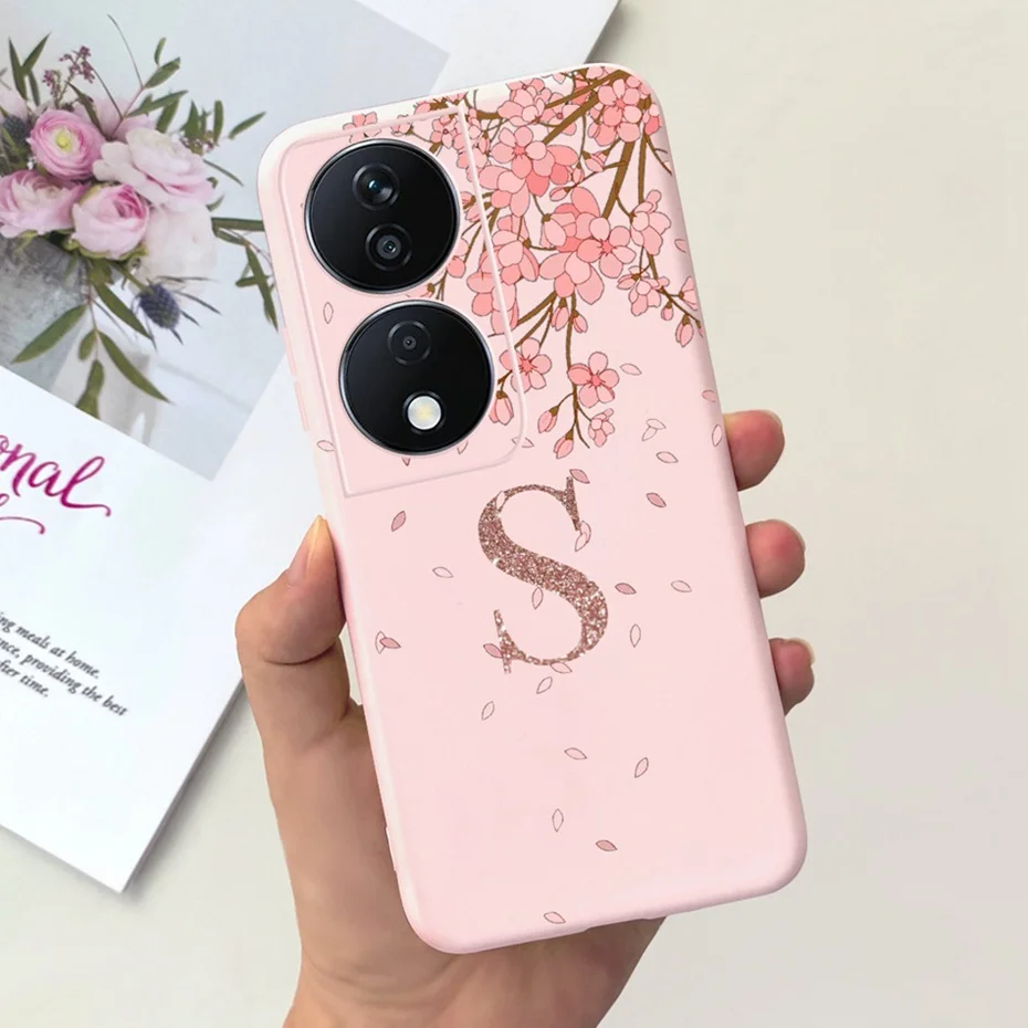 Fashion Crown Sakura Initial Letter Soft Silicon Phone Case - 2023 Edition