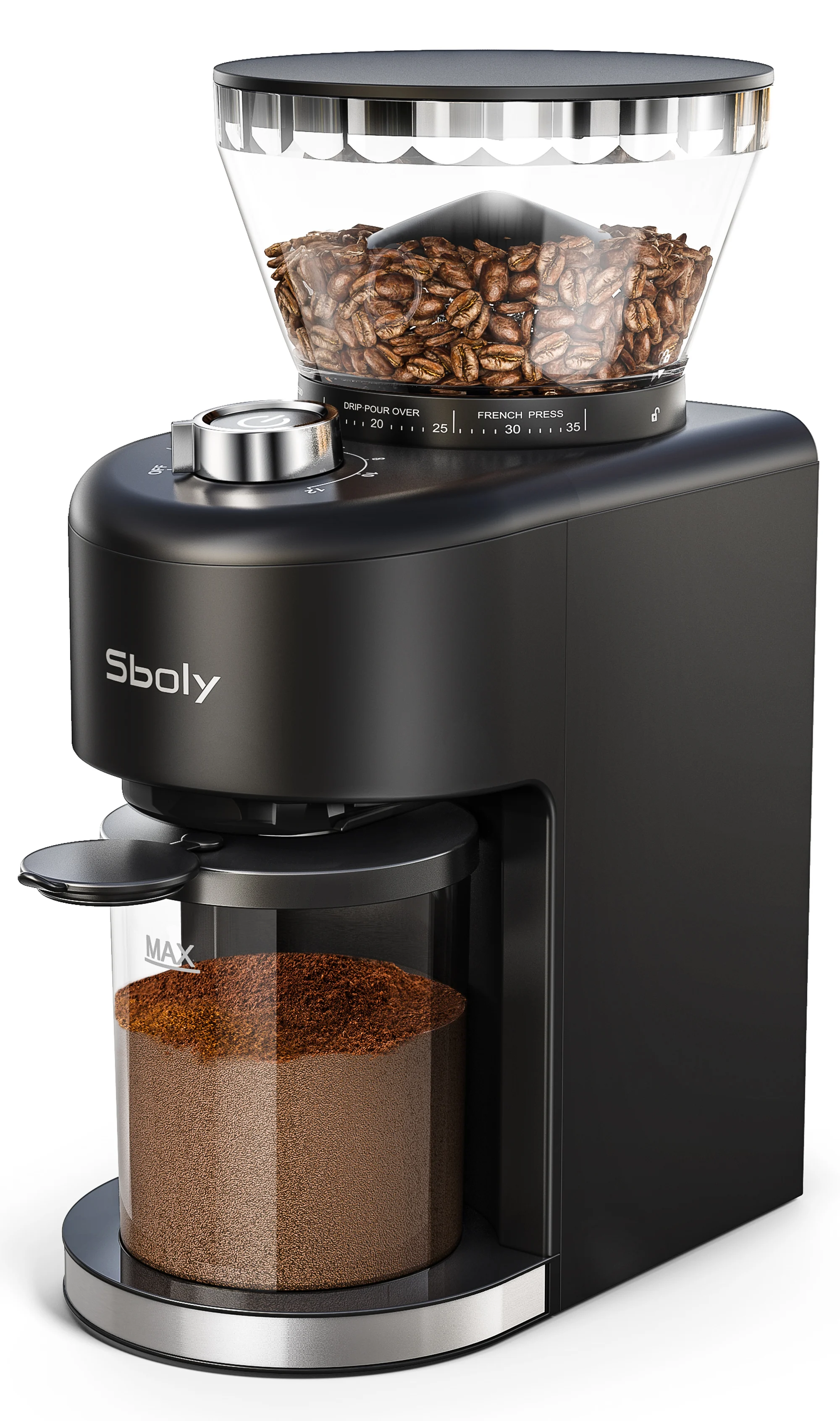 Sboly Automatic Conical Burr Coffee Grinder SYCG-801 - Silver - Open Box