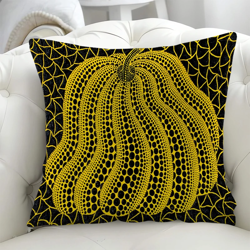 

45x45cm Yayoi Kusama Pumpkin Bed Pillowcases Double-sided Printing Pillow Covers Decorative Sofa Cushion Cover for Pillows Throw