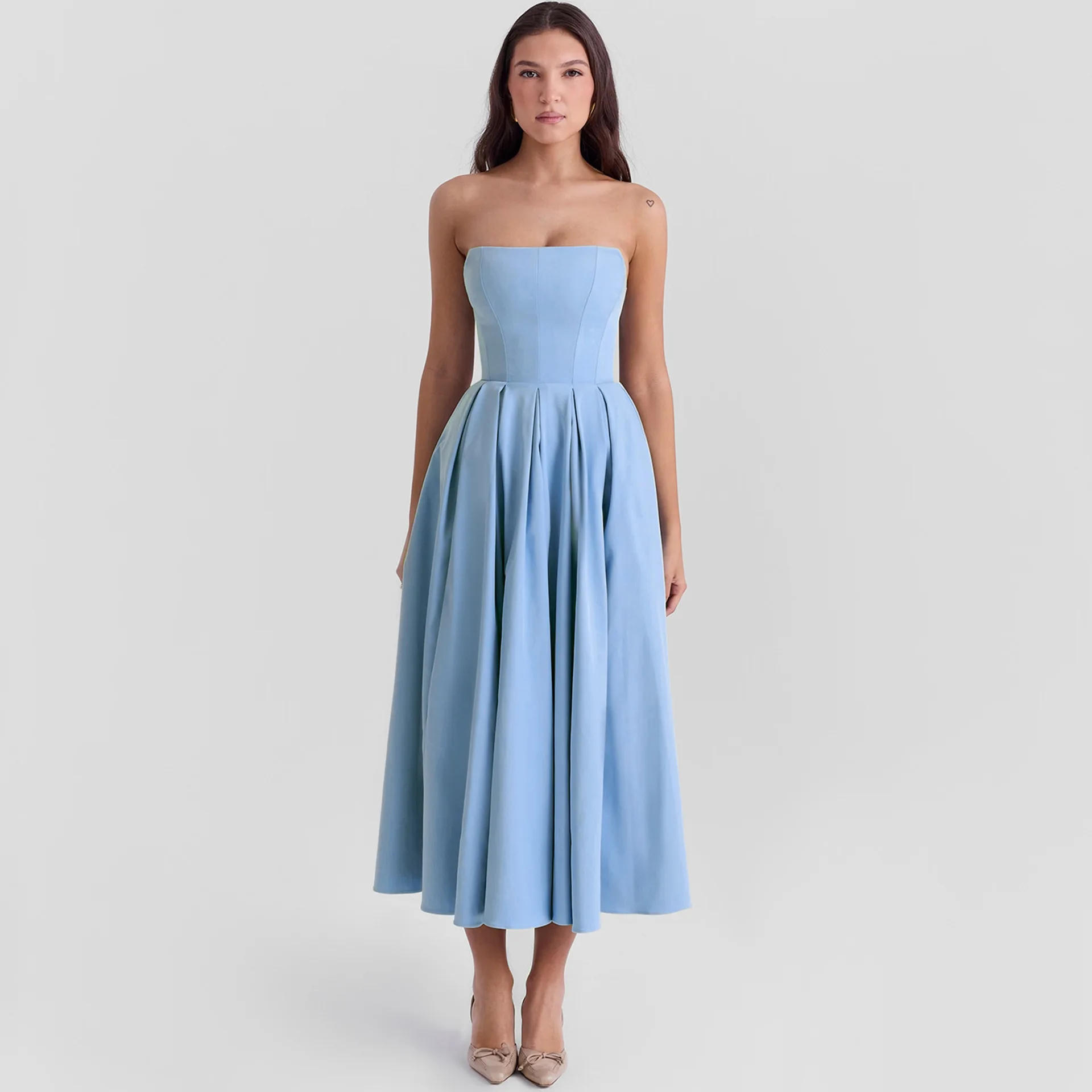 Mingmingxi Strapless Fit and Flare Corset Dress Sexy Elegant Bodycon Party  Dress | eBay