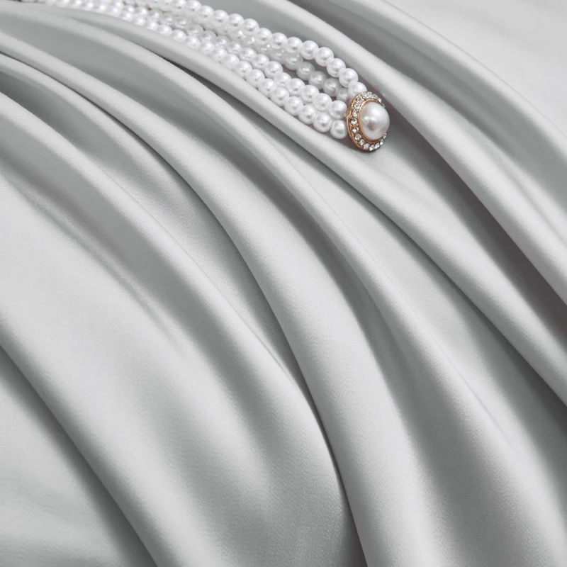 כיסוי מזרנים מסוג סילק בצבע אפור מפנק מבמבוק טבעי עם גימור ליאוסל, מתאים למיטת מלכה אמריקאית, משלוח ישיר