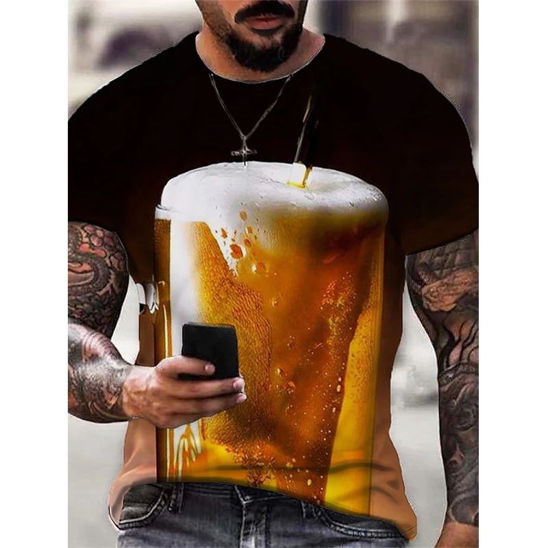 Funny Beer Graphics 3D Print Short Sleeve T Shirts