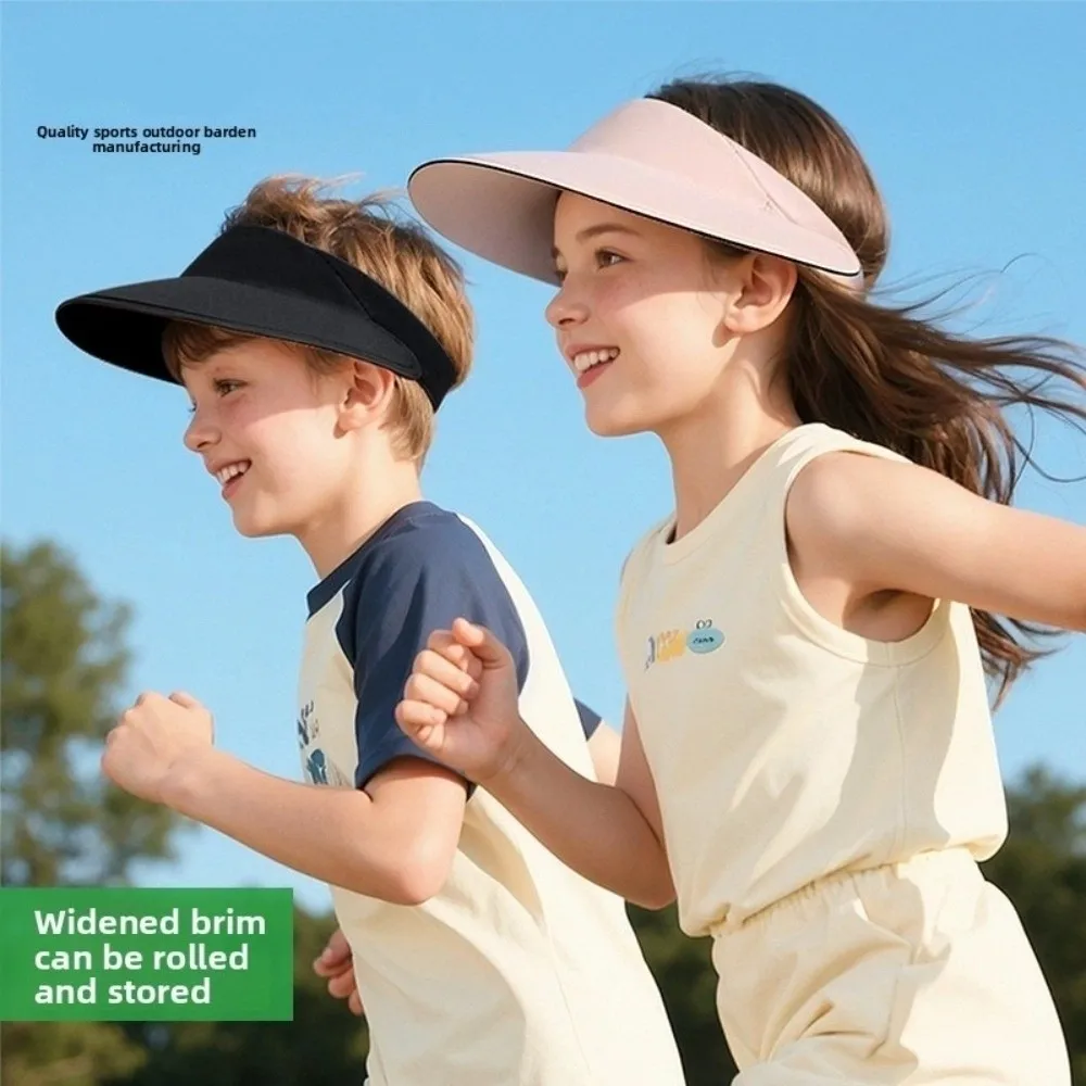 Fashion Breathable Kids Sunshade Hat Quick-dry Solid Color Summer Kid Sunhat Lightweight Soft Foldable Empty Top Cap Outdoor