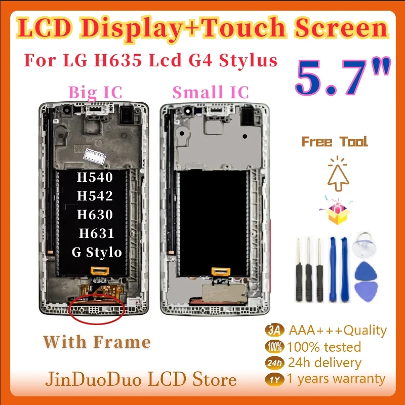 

New LS770 Lcd For LG H635 Lcd G4 Stylus Display H540 H542 H630 H631 G Stylo Display Touch Screen Digitizer Assembly with Frame