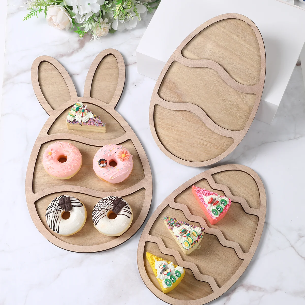 Osterhase Ei Holztablett Essensplatte Obstservierplatte Brotpräsentation Holz Frühlingsdekoration Kuchendeko Osterzubehör