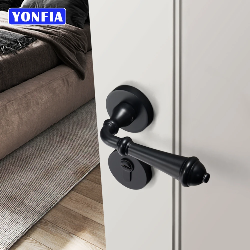 

Черные внутренние дверные ручки YONFIA 8075R01 из цинкового сплава, винтажная ручка дверного замка для деревянной двери