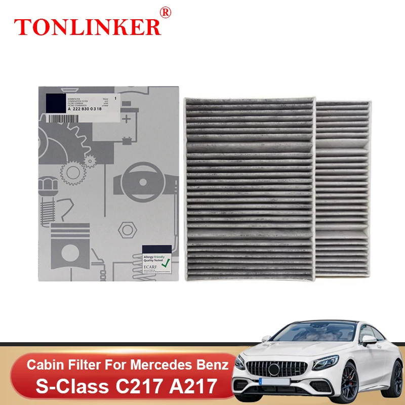 

TONLINKER салонный фильтр A2228300318 для Mercedes Benz S CLASS A217 C217 2014-2020 S400 S450 S500 S560 4matic AMG S63 S65 модель