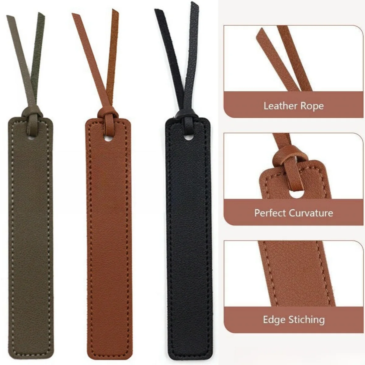 Fashion Solid Color Leather Book Mark Tag Read Marks Reader Pager Bookmark Holder Office Stationery Supply Teacher Gift