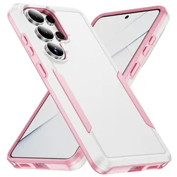 Luxury Shockproof Armor Phone Case - Rugged Hard Back Cover - S26 Plus 5G (KTZ - White Pink)