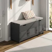 41.3" Shoe Storage Bench with Lift Top Storage, Entryway Bench with Cushioned Seat, Adjustable Shelf, Shoe Cabinet 1