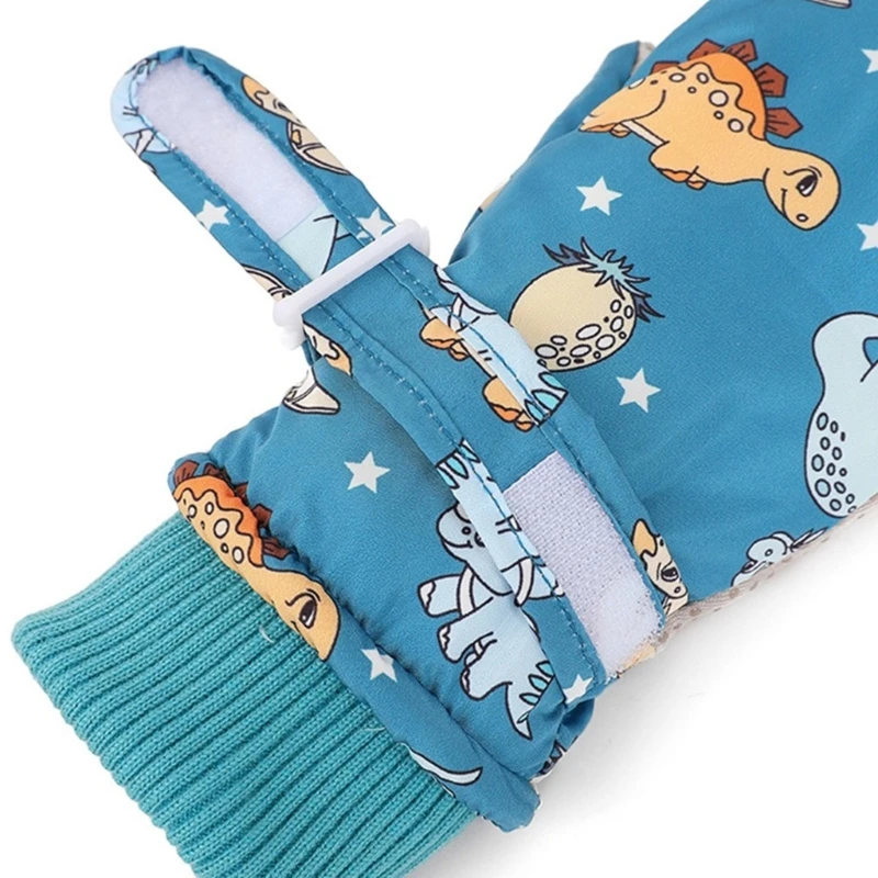 Thicken Thermal Mitts Gloves Ski Gloves Printed Cartoon Dinosaur Splashproof Mittens Ice Skating Warm Snow