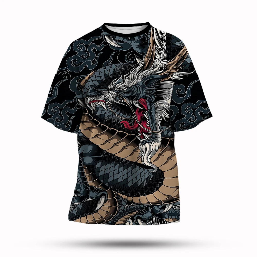 

Summer Fashion Cool Loong graphic 3D Printed t shirts New Men Trend Casual Hip Hop Streetwear Personality Round Neck Tees Tops