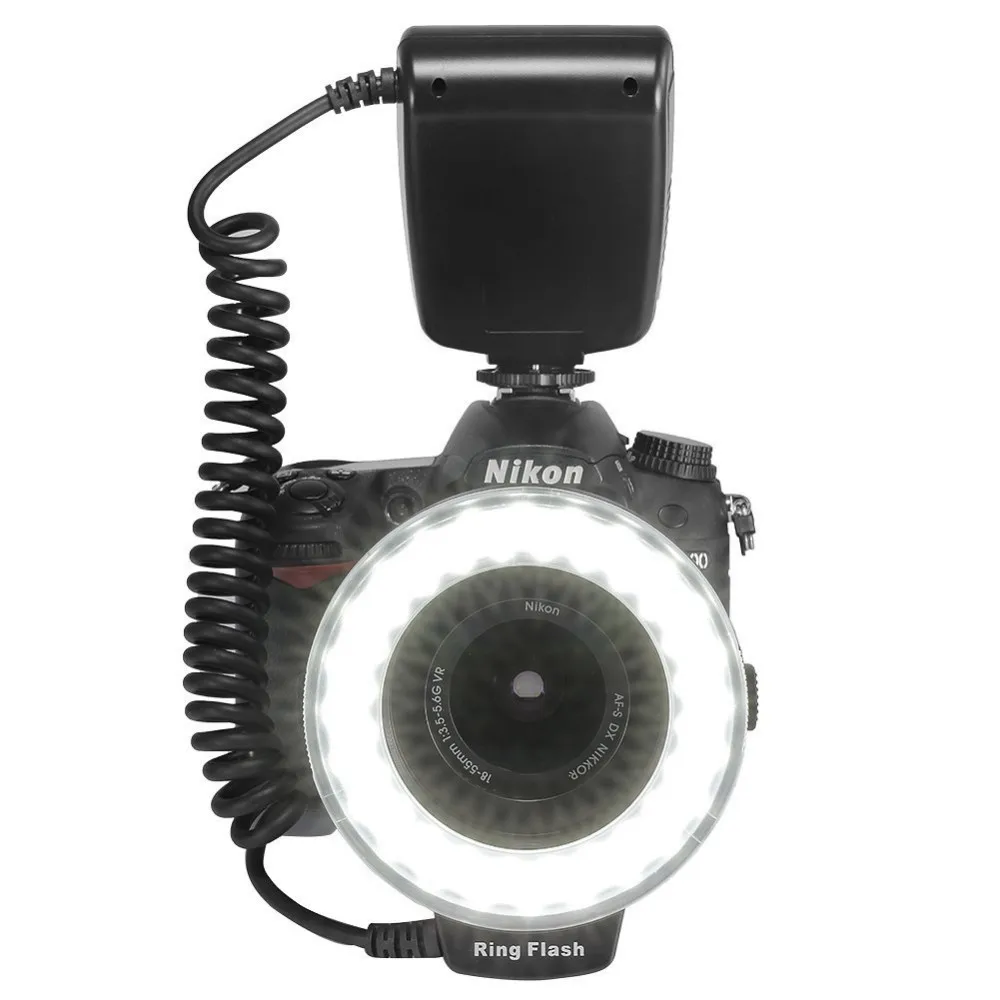 On camera flash camera flash RF-550D 48 Macro LED Ring Flash Light 8 Adapter Ring For Nikon Canon Pentax Olympus Panasonic DSLR Camera