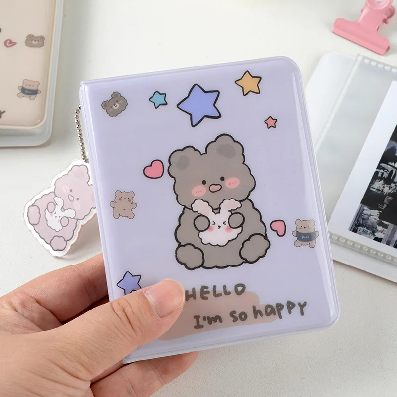 Cute Bear Photocard Holder 3 Inch Photo Album 36 Pockets Idol Cards Postcards Collect Book Mini Instax Photos Photos Album