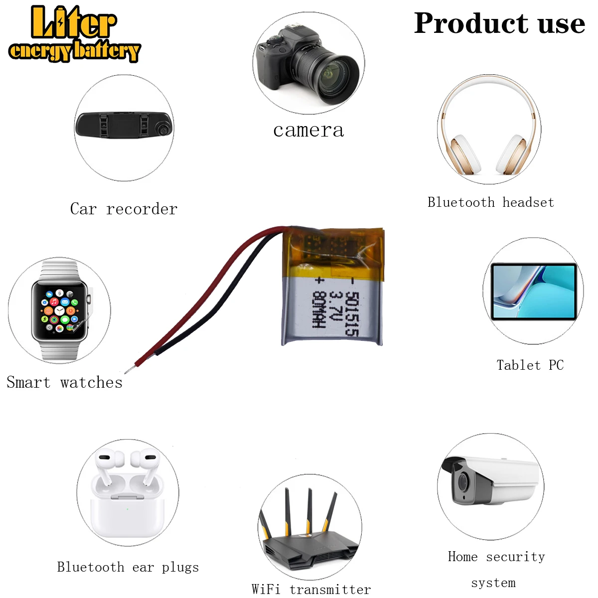 best battery brand 3.7V polymer lithium battery 501515 80MAH Bluetooth headset small toy wireless headset