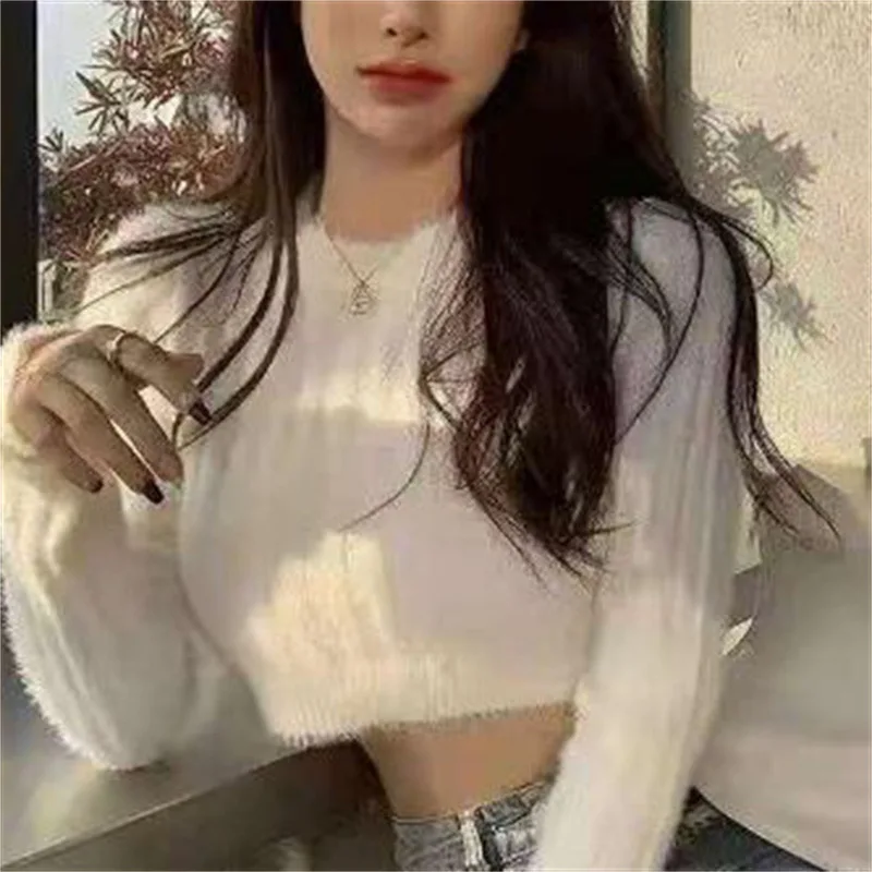 Furry Crop Top Knitted Sweaters 1
