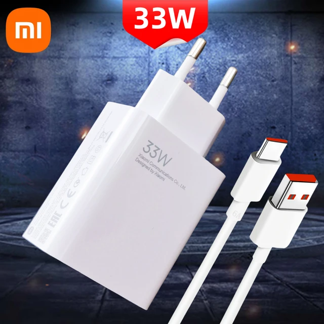 Cargador Original Xiaomi 7A 33W Tipo C Turbo Rápido Con Cable De La Ue  Carga Rápida Para Mi 11 , Poco F3 , Redmi Note 10 Pro , K40 Etc