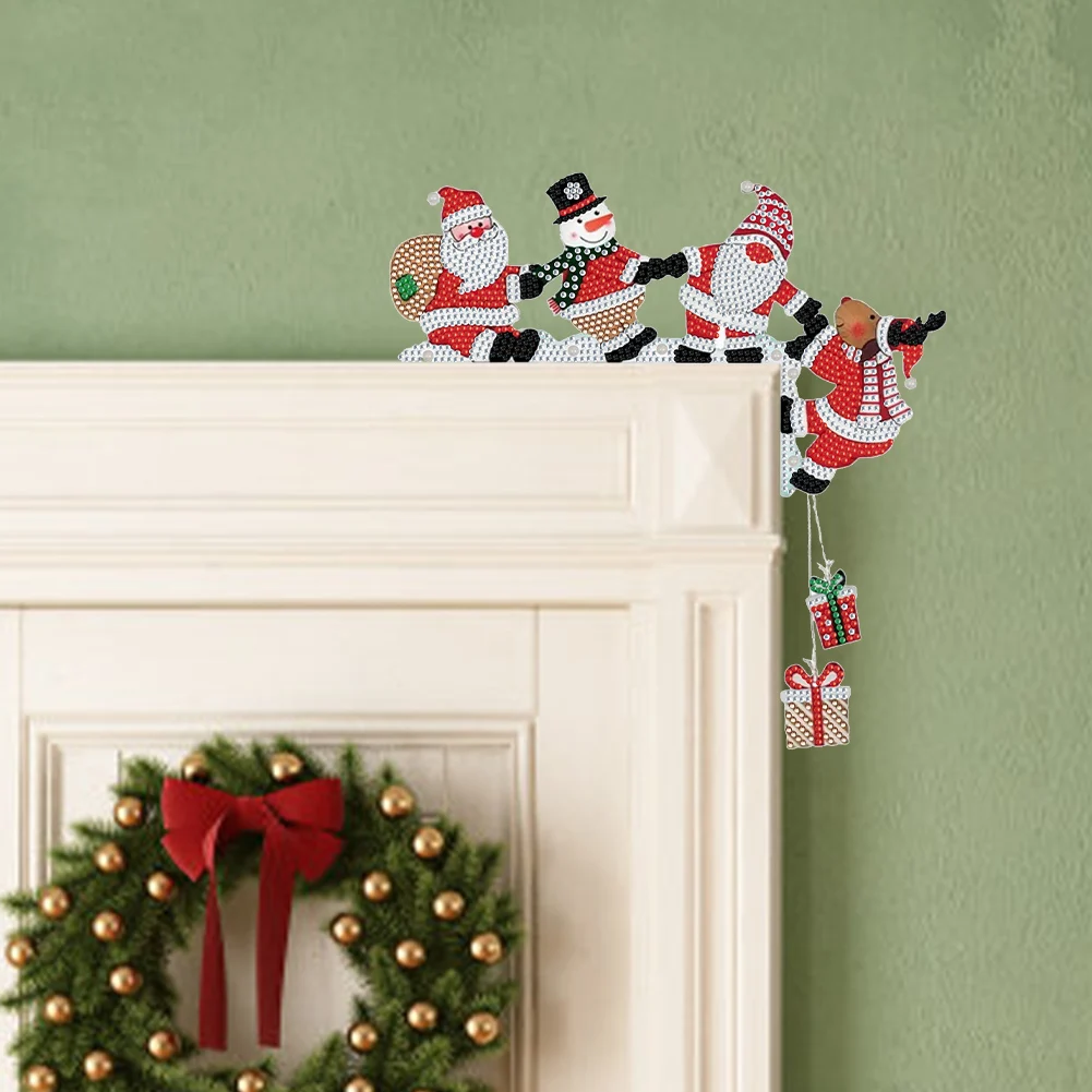 PVC Door Pendant DIY Xmas Diamond Art Door Corner Pendants Diamond Arts Set Door Frame Hanging Decor Decorative for House Layout